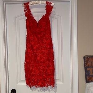 Red off the shoulder lace dress (worn once)